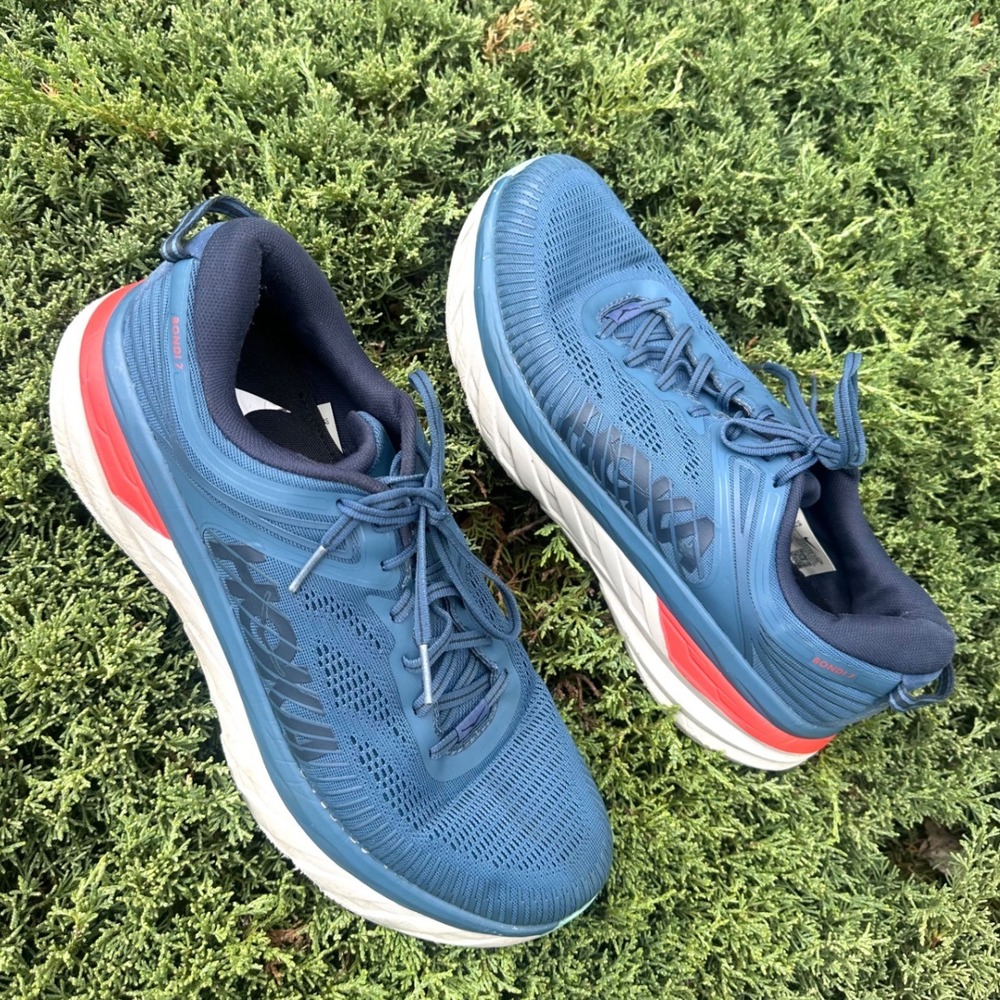 Hoka‎ Bondi 7 Men's Athletic Shoes Size 12.5 Blue Teal Running Shoes